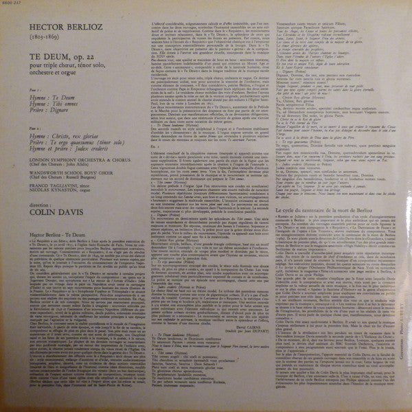 Berlioz* - Colin Davis*, London Symphony Orchestra & Chorus* : Te Deum (LP, RE, Gat)