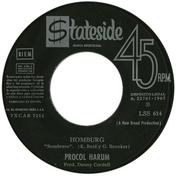 Procol Harum : Homburg (7", Single)