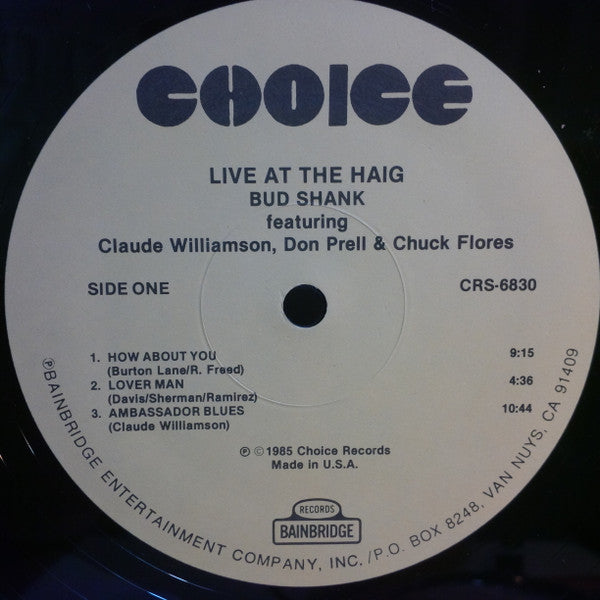 Bud Shank : Live At The Haig (LP, Album)