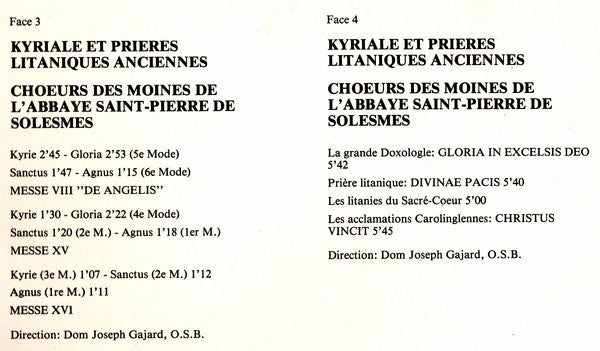 Chœur Des Moines De L'Abbaye Saint-Pierre De Solesmes, Dom Joseph Gajard : Gregoriaanse / Grégorienne Anthologie (2xLP, Comp)