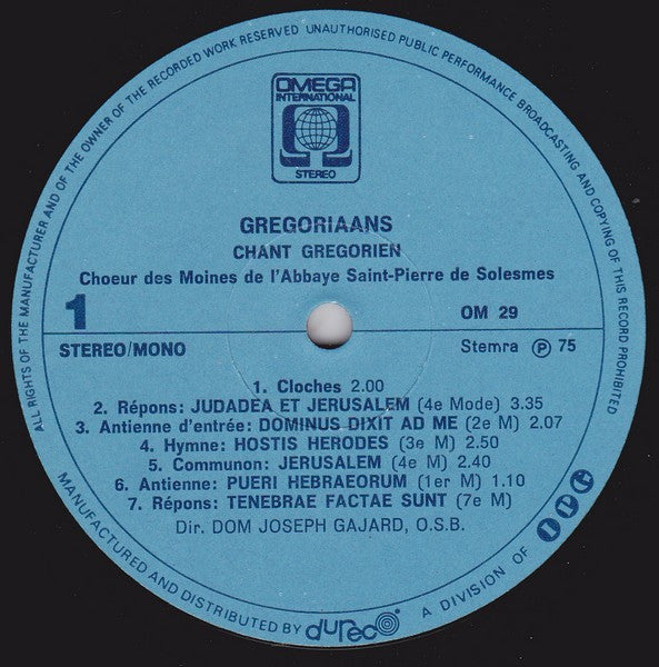 Chœur Des Moines De L'Abbaye Saint-Pierre De Solesmes, Dom Joseph Gajard : Gregoriaanse / Grégorienne Anthologie (2xLP, Comp)