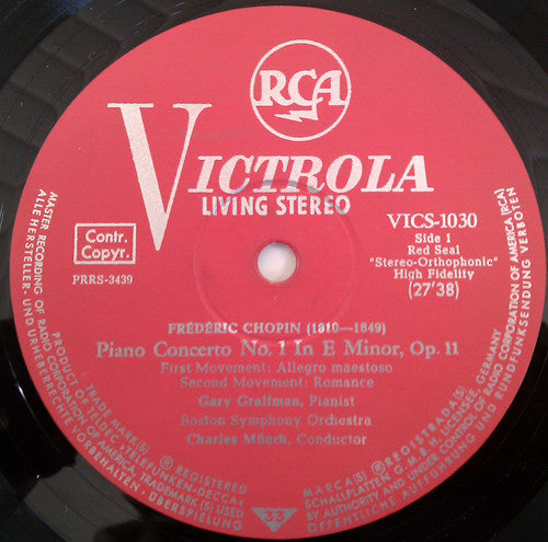 Frédéric Chopin, Felix Mendelssohn-Bartholdy, Gary Graffman, Boston Symphony Orchestra, Charles Munch :  Klavierkonzert Nr.1 / Capriccio Brillant (LP, RE)