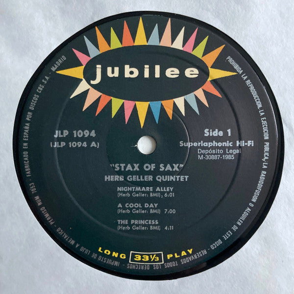 Herb Geller : Stax Of Saxs (LP, Album, M/Print, RE)