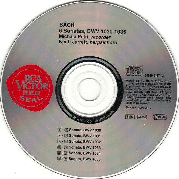 Keith Jarrett • Michala Petri / Johann Sebastian Bach : Bach Sonatas (CD, Album)