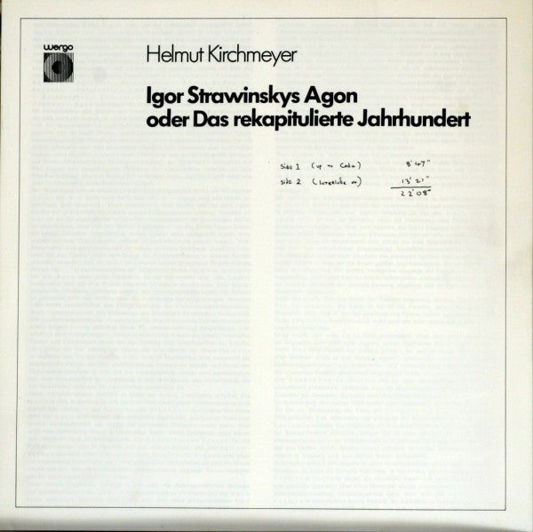 Igor Stravinsky - Südwestfunkorchester Baden-Baden, Hans Rosbaud : Agon (Ballett Für 12 Tänzer) (LP, Mono, RE)