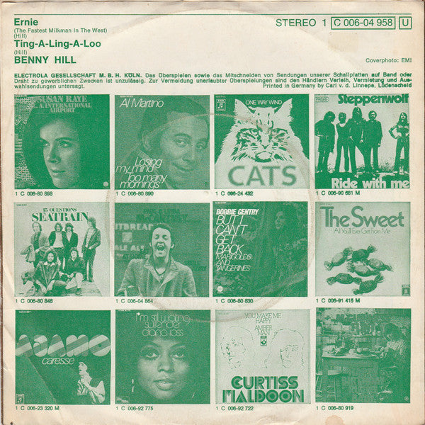 Benny Hill : Ernie (The Fastest Milkman In The West) (7", Single)