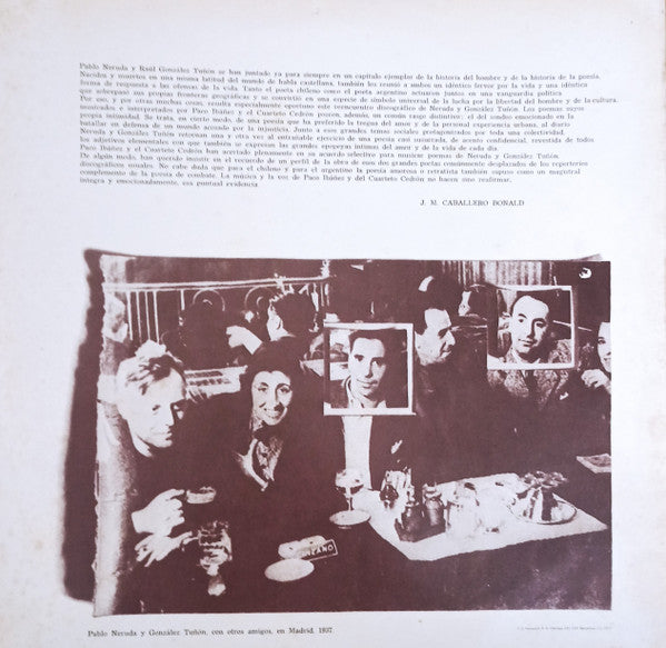 Paco Ibañez / Cuarteto Cedrón* : Paco Ibañez Interpreta A Pablo Neruda / Cuarteto Cedrón Interpreta A Raul Gonzalez Tuñón (LP, Album, Gat)