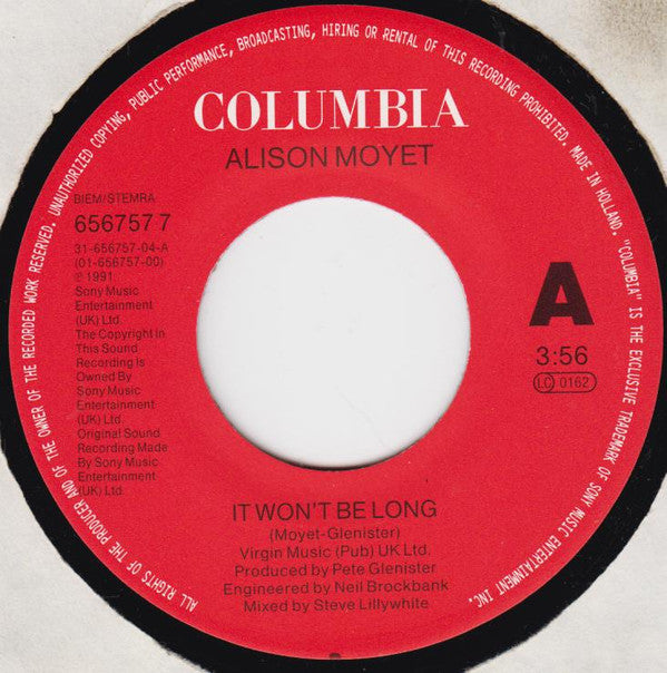 Alison Moyet : It Won't Be Long (7", Single)