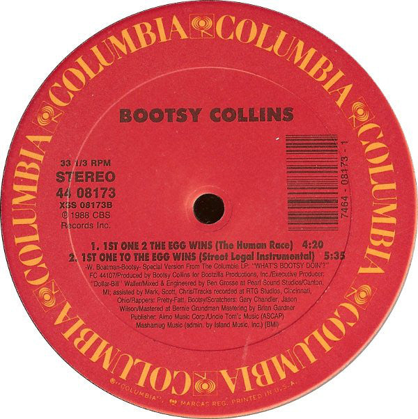 Bootsy Collins : 1st One 2 The Egg Wins (12")