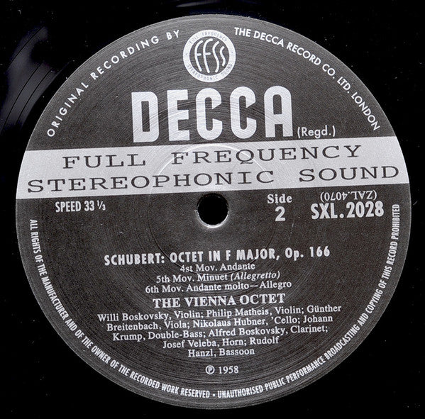 Franz Schubert - Wiener Oktett : Octet In F Major (LP, Album, RE, RM, 180)