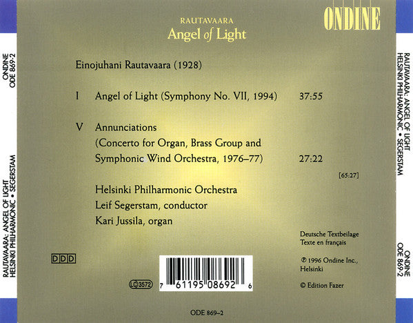 Einojuhani Rautavaara : Angel Of Light (CD, Album)