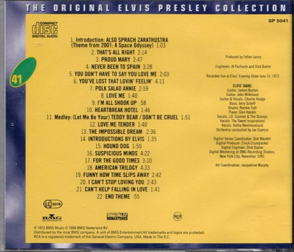 Elvis Presley : Elvis As Recorded At Madison Square Garden (CD, Album, RE, RM)