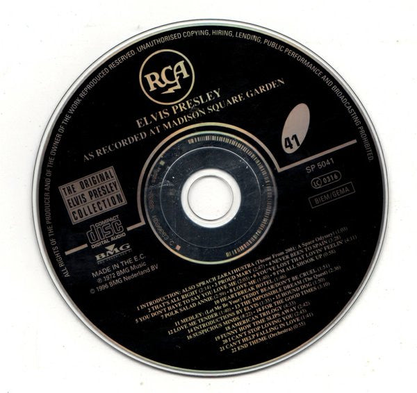 Elvis Presley : Elvis As Recorded At Madison Square Garden (CD, Album, RE, RM)