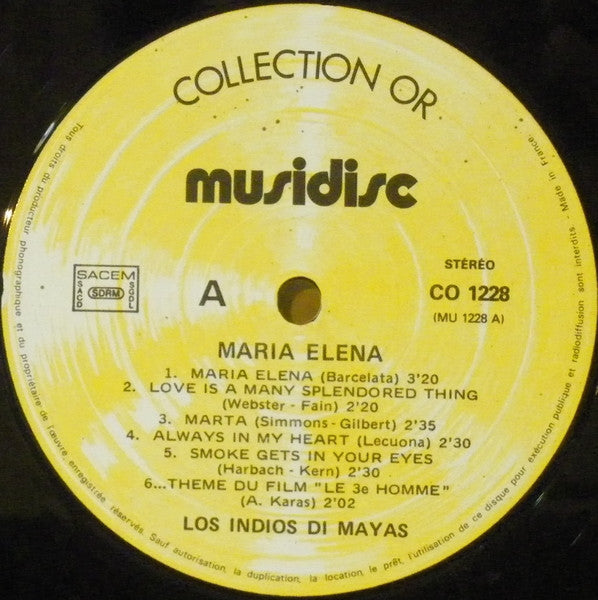 Los Indios Di Mayas : Maria Elena (LP, Album, RE)