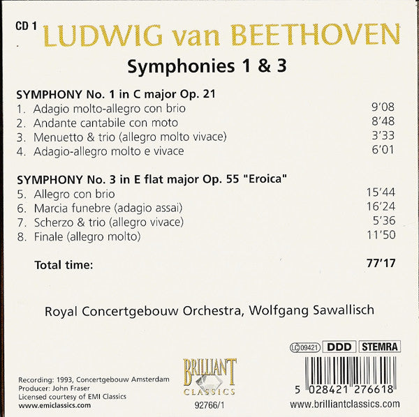 Ludwig Van Beethoven, Concertgebouworkest, Wolfgang Sawallisch : Symphonies (5xCD + Box, Comp)