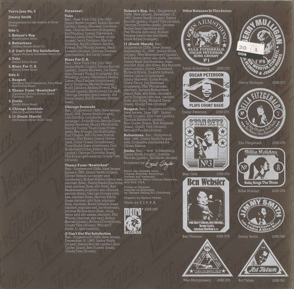 Jimmy Smith : Verve Jazz No. 9 (LP, Album, Comp)