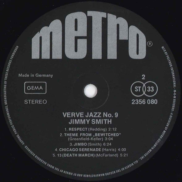 Jimmy Smith : Verve Jazz No. 9 (LP, Album, Comp)