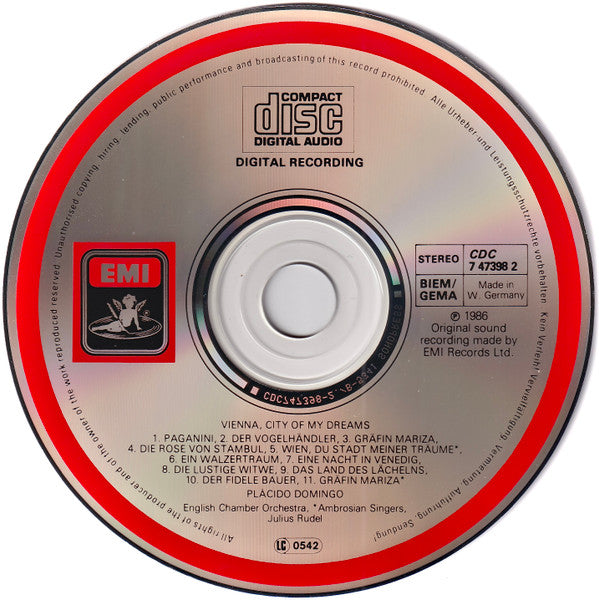 Placido Domingo, English Chamber Orchestra, The Ambrosian Singers, Julius Rudel : Wien, Du Stadt Meiner Träume (CD, Album)
