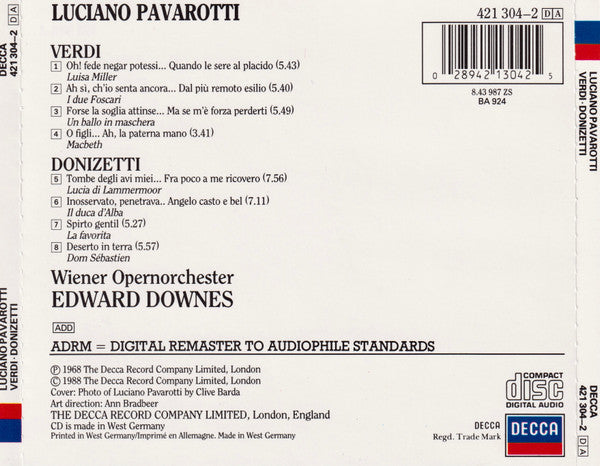 Luciano Pavarotti : Verdi. Donizetti (CD, Album)