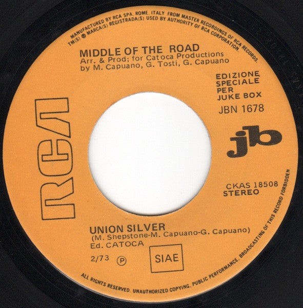 Middle Of The Road / Lou Reed : Union Silver / Vicious (7", Jukebox)