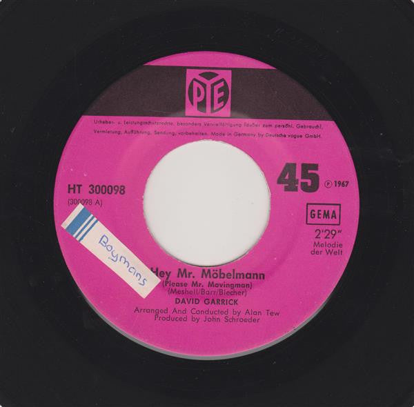 David Garrick : Hey Mr. Möbelmann (Please Mr. Movingman) (7", Single)