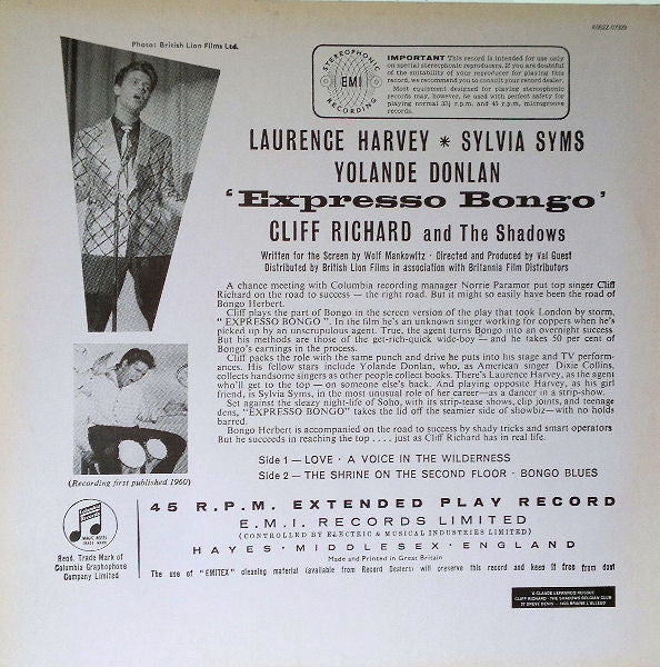Cliff Richard : The Cliff Richard - The Shadows E.P. Collection Vol 2: Expresso Bongo (12", EP, RE)