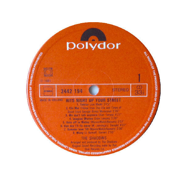 The Shadows : Hits Right Up Your Street (LP, Album)