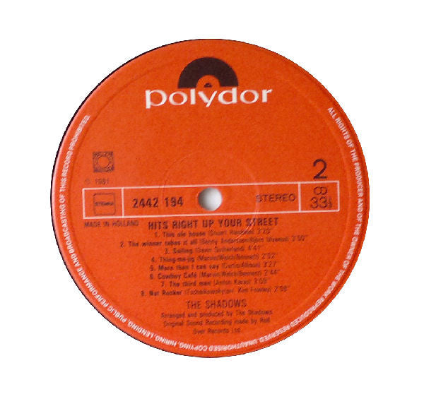 The Shadows : Hits Right Up Your Street (LP, Album)