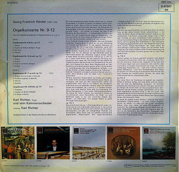 Georg Friedrich Händel, Karl Richter : Orgelkonzerte Nr. 9-12 (LP, Album)