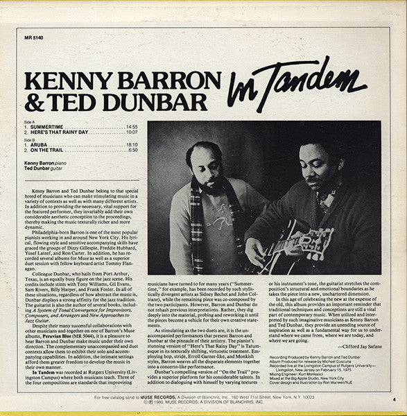 Kenny Barron & Ted Dunbar : In Tandem (LP, Album)