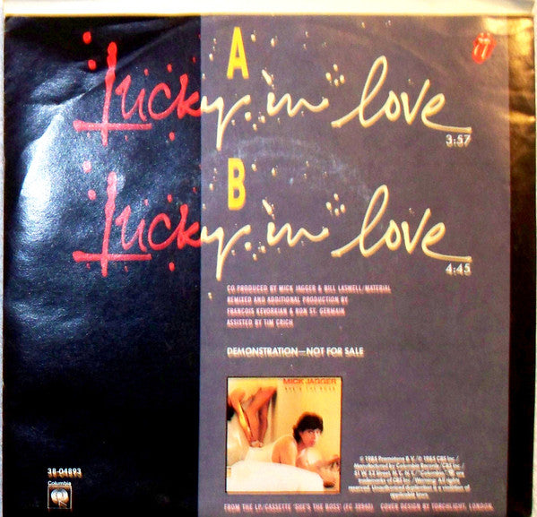 Mick Jagger : Lucky In Love (7", Single, Promo, Styrene)