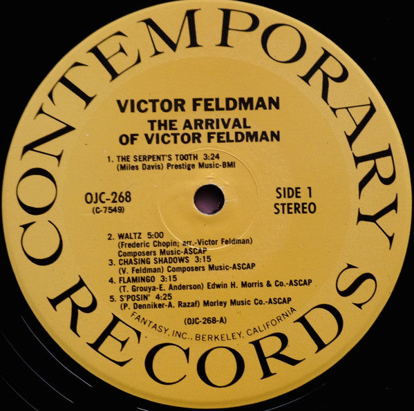 Victor Feldman, Stan Levey, Scott LaFaro : The Arrival Of Victor Feldman (LP, Album, RE)