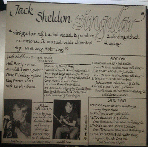Jack Sheldon : Singular  (LP)