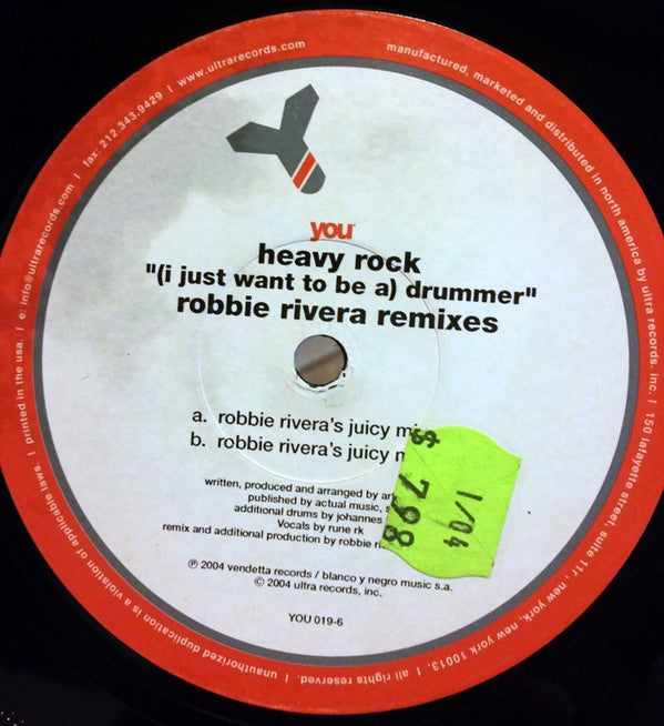 Heavy Rock : (I Just Want To Be A) Drummer (Robbie Rivera Mixes) (12")