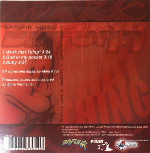 Mark Kaye : Work That Thing! (CD, Single)