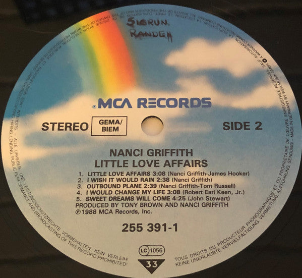 Nanci Griffith : Little Love Affairs (LP, Album)