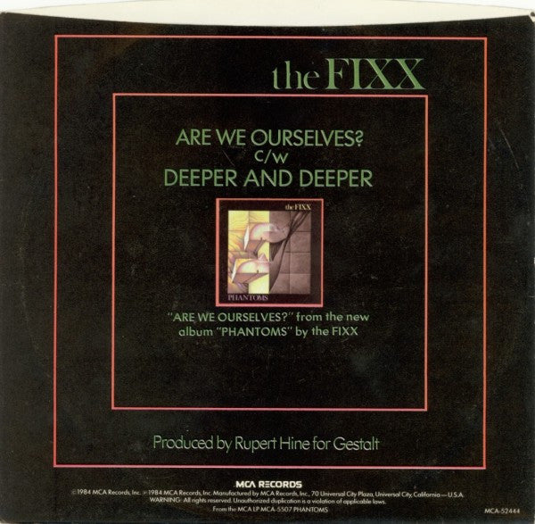 The Fixx : Are We Ourselves? (7", Single, Promo)