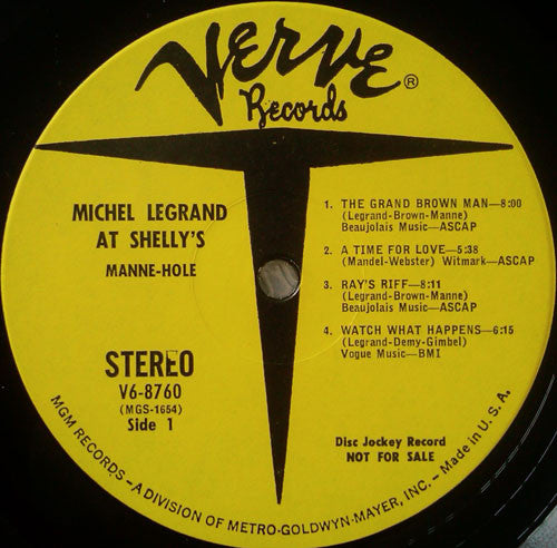 Michel Legrand : At Shelly's Manne-Hole (LP, Album, Promo)