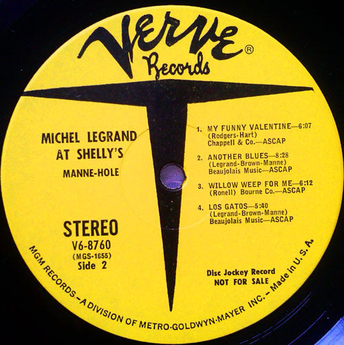 Michel Legrand : At Shelly's Manne-Hole (LP, Album, Promo)