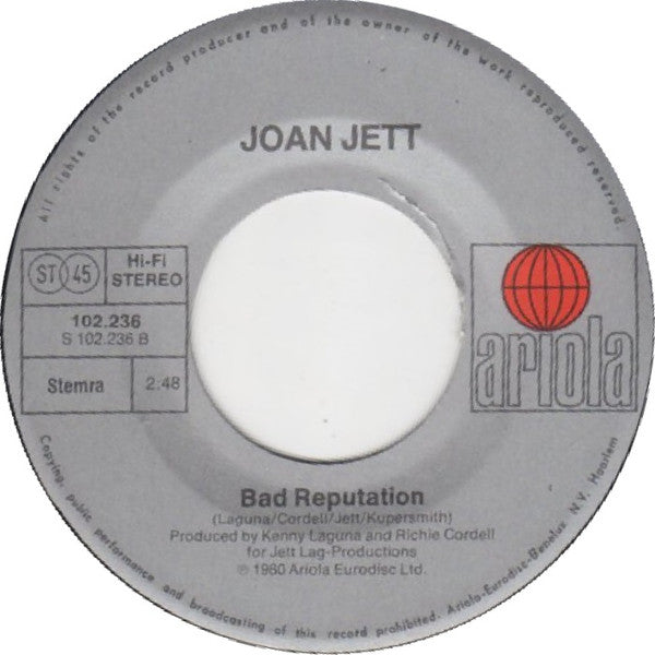 Joan Jett : Make Believe / Bad Reputation (7", Single)