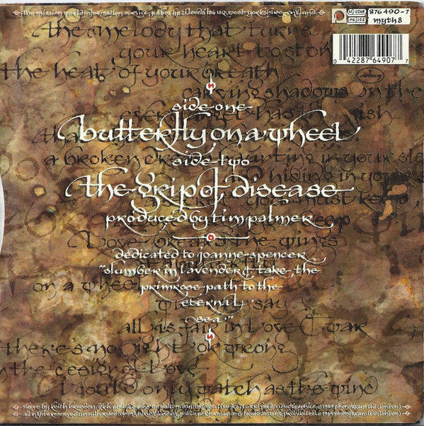 The Mission : Butterfly On A Wheel (7", Single, Blu)