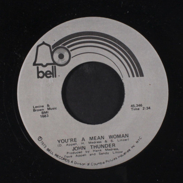 Johnny Thunder : Till The Water Stops Runnin' (Drip Drop) / You're A Mean Woman (7", Single)