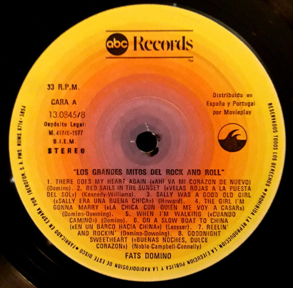 Fats Domino : Los Grandes Mitos Del Rock And Roll  (LP, Comp, RE)