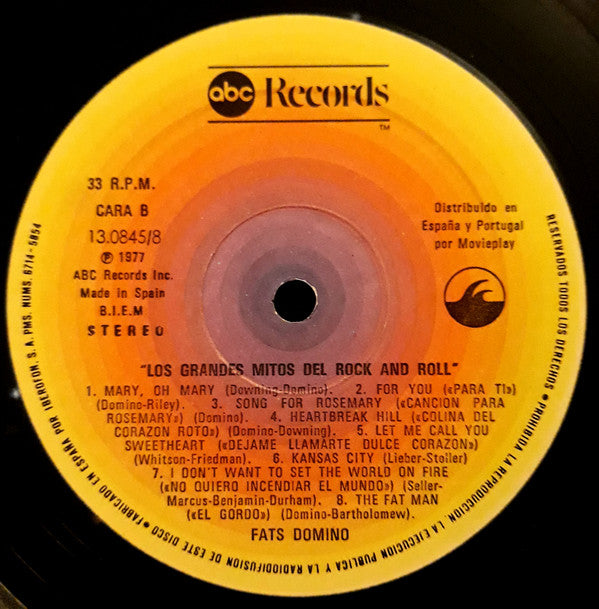 Fats Domino : Los Grandes Mitos Del Rock And Roll  (LP, Comp, RE)