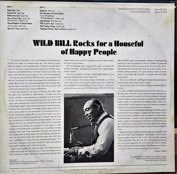 Wild Bill Davis : Live At Count Basie's (LP, Album)
