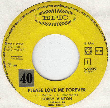 Bobby Vinton : Please Love Me Forever (7", Single)