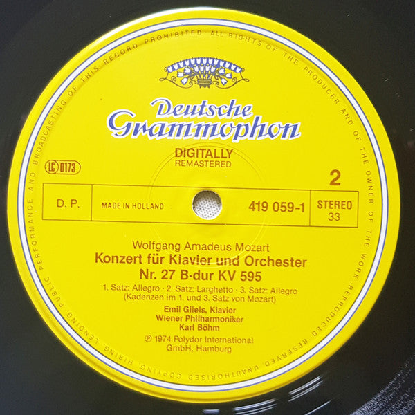 Wolfgang Amadeus Mozart : Piano Concerto No. 27 - Konzert Für Klavier Und Orchester Nr. 27 B-Dur KV 595/Konzert Für Zwei Klaviere Und Orchester Es-Dur KV 365(361A) (LP, RM)