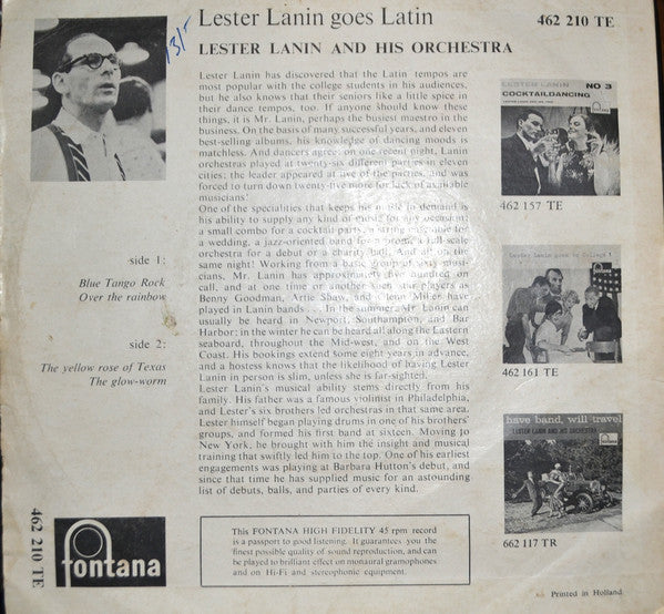 Lester Lanin : Lester Lanin Goes Latin Volume 1 (7")