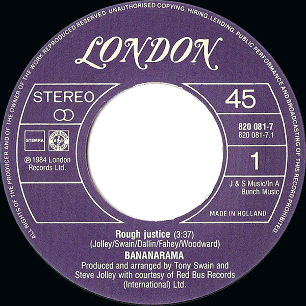 Bananarama : Rough Justice (7", Single)