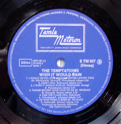 The Temptations : Wish It Would Rain (LP, Album)